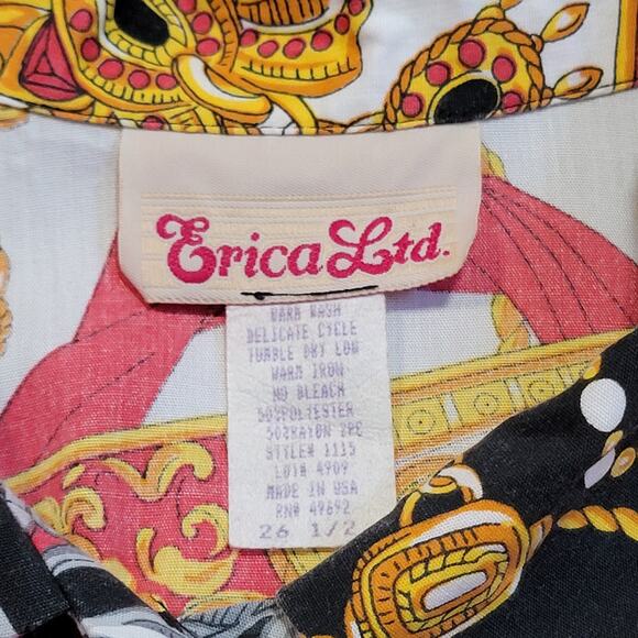 Erica Ltd Vintage Luxury AOP Button Up Plus Size 26W Long Tunic Length Poplin - Picture 3 of 5